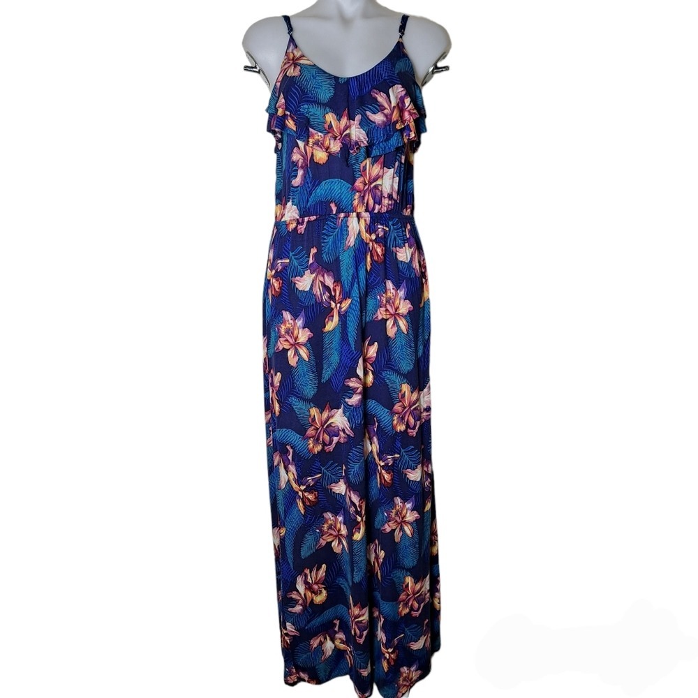 FOREVER 21 Maxi Multicolored Women's Floral Design‎ Dress XL 100% Rayon
